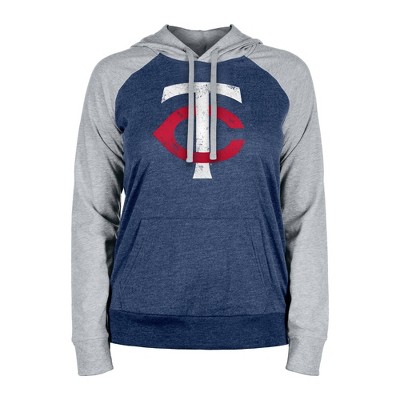 MLB Minnesota Twins Women's Lightweight Bi-Blend Hooded Sweatshirt