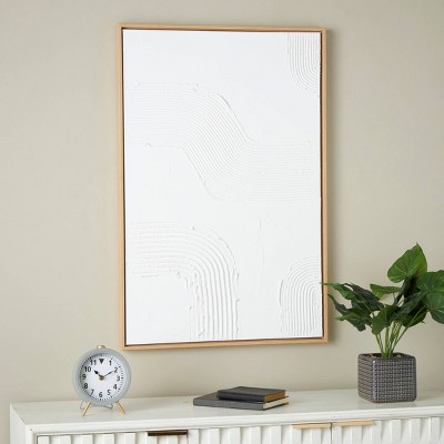 Olivia & May 36"x24" Canvas Abstract Framed Wall Art with Frame Brown/White: Modern Style, Plastic Frame, Vertical Layout