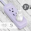 iHome 3-Outlet Power Strip, 3ft Braided Extension Cord, Flat Plug, Heavy-Duty, Pastel Purple - 2 of 3