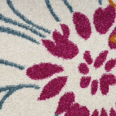 Handmade Off-White Floral Synthetic 8' x 10' Rug