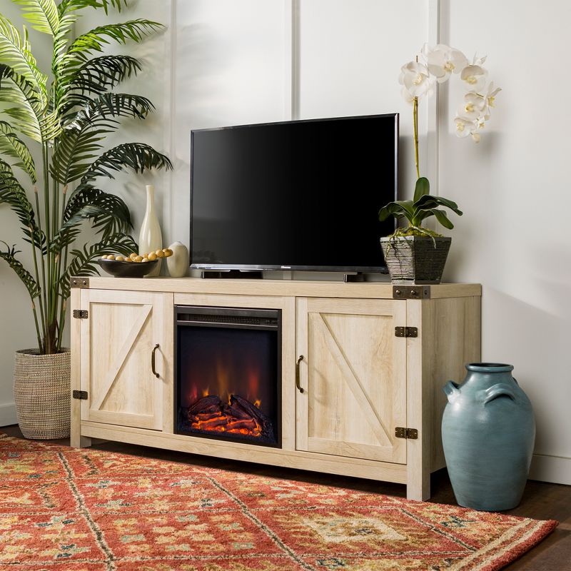 Clarabelle Double Door Farmhouse Electric Fireplace TV Stand for TVs up to 65" - Saracina Home, 3 of 10