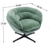 VYNXARIA Modern Chenille Office Chair,360 Swivel Accent Chair with Removable Cushion,Round Office Chair, Black Metal Base,Cotton Material,Green - 3 of 4