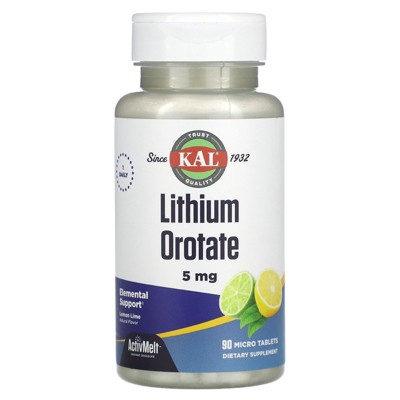 KAL Lithium Orotate, Lemon Lime , 5 mg, 90 Micro Tablets