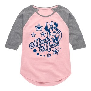 Girls' - Disney - Minnie Mouse Stars Shirt Tail Raglan Graphic T-shirt - 1 of 3