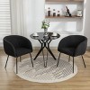 Set Of 2 Dining Chairs with Black Metal Legs,Boucle Fabric Dining Chair with Wing Back, Leisure Armchair Upholstered Accent Kitchen Chairs-Cuddlewood - 2 of 4