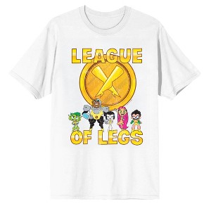 Teen Titans Go League of Legs on White Short Sleeve Adult T-Shirt - 1 of 3