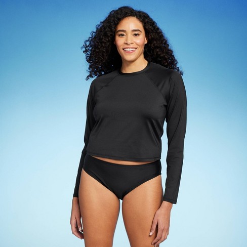 Fit 4 U Women's Plus Size Twisted Long Sleeve Rashguard with Built