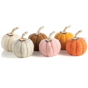 Shiraleah Assorted Set Of 6 Felt Fall Decorative Pumpkins - 1 of 4