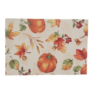 Saro Lifestyle Fall Pumpkin Placemat, 13"x19" Oblong, Orange (Set of 4) - 1 of 4