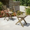 SKRAN Set of 2 Outdoor Foldable Bistro Chair, Acacia Wood Folding Dining Chairs with Slat Back, Cross Gray for beach,backyard and patio, Grey - 2 of 4