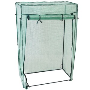 Sunnydaze Outdoor Deluxe Portable Large Potted Plant and Starter Tomato Plant Greenhouse with Roll-Up Door - Green - 1 of 4