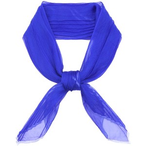 INSPIRE CHIC Women's Pleated Chiffon Contrast Color Trim Semi Sheer Stretchy Gauze Neck Scarves 1Pc - 1 of 4