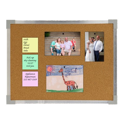 18" x 24" Aluminum Framed Natural Cork Bulletin Board