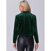 Allegra K Women's Velvet Notch Lapel Open Front Long Sleeve Party Cocktail Blazer Jacket - 3 of 4