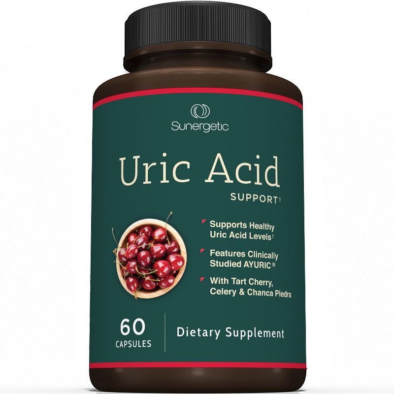 Sunergetic Uric Acid Support Includes Tart Cherry, Chanca Piedra, Celery Extract & Turmeric - Uric Acid Support Formula - 60 Veggie Capsules, 1 of 5