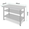 Stainless Steel Kitchen Cart, 48 x 24 x 35 inches Prep Table with Table Foot and 2 Adjustable Shelf - 2 of 4