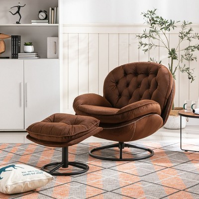 NicBex Living Room Chairs Modern Accent Chair TV Chair with Ottoman Comfy Velvet Chair for Living Room, Apartment
