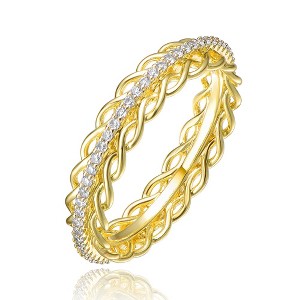 Stylish Gold Plated Chain Band Ring with Sparkling Cubic Zirconia Accents for a Modern and Chic Touch of Elegance - 1 of 3
