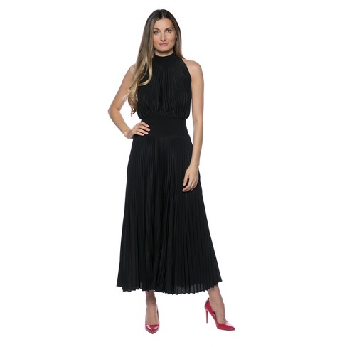 Naira Pleated Maxi Dress - Black