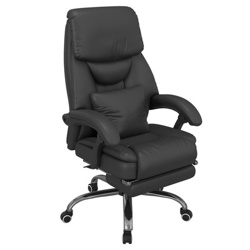 Reclining Office Chair Rolling Swivel Chair Footrest Linen-Feel