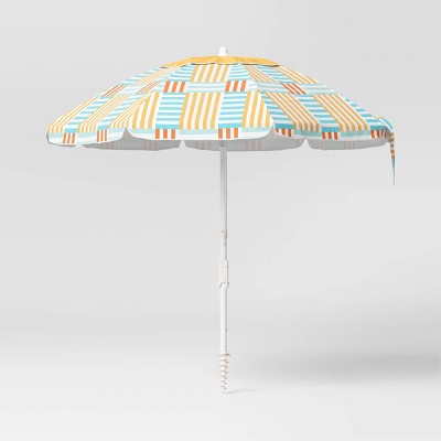 7&#39;x7&#39; Outdoor Patio Beach Umbrella Broken Stripe - Sun Squad&#8482;_2