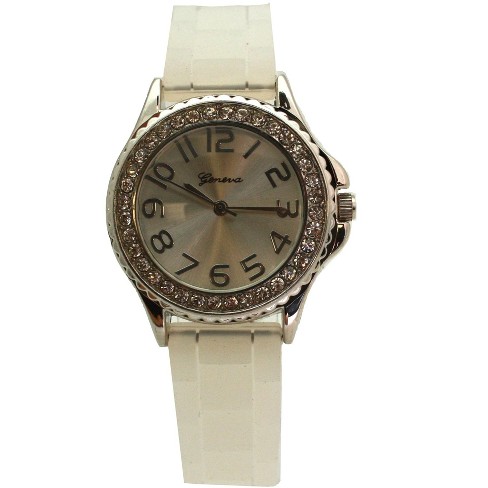 Olivia Pratt Every Day Thin Band Silicone and Rhinestones Colorful Women Watch - image 1 of 4