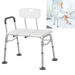 Tub Transfer Bench with Backrest and Padded Armrests, Height Adjustable, 300lb Shower Chair with Suction Cups for Elderly, Disabled, Injury Recovery - 1 of 4