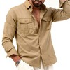 Men's Multi-Pocket Long Sleeve Shirt Jacket - Casual Button Down Collar Overshirt for Outdoor & Daily Layering - 2 of 4