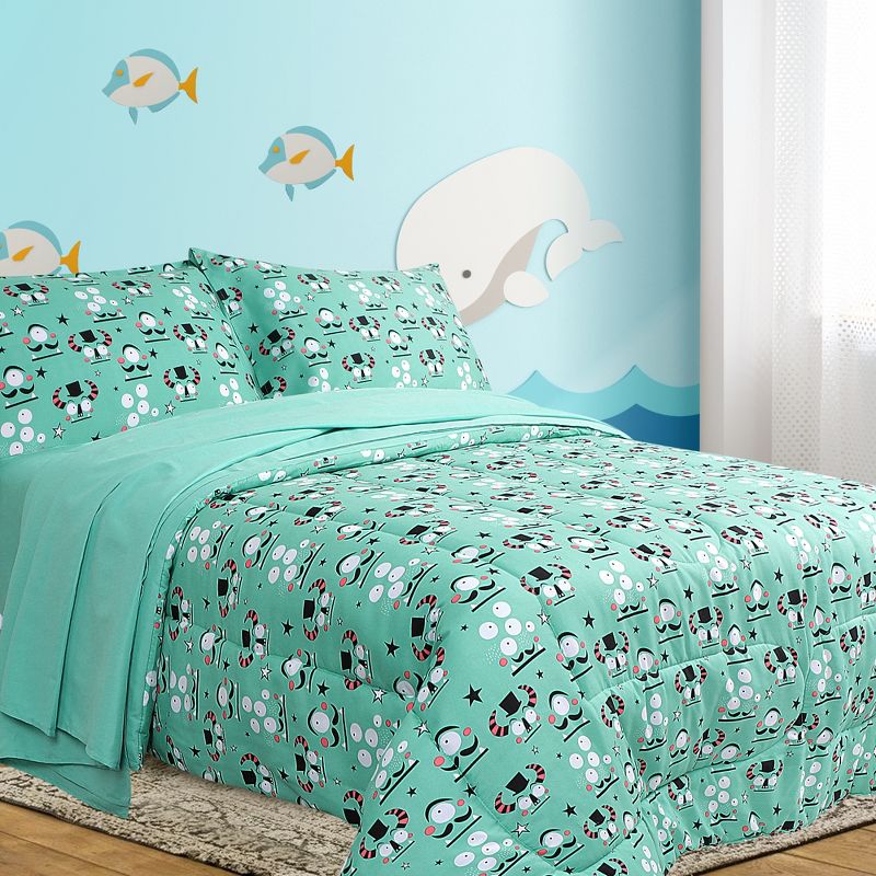 PiccoCasa Kids Microfiber All-season Monster Pattern Alien Cartoon Bedroom Comforter Sets Full 5 Pcs, 1 of 9