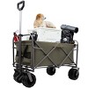 YONWAY 200Lbs Large Collapsible Folding Garden Cart Wagon with Drink Holders,with All-Terrain Wheels for Sand,Beach,Pet,Green - 2 of 4