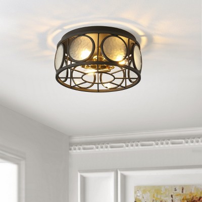 Victorian Inspired 13" Black Glass LED Flush Mount Light
