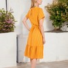 Anna-Kaci Women's Striped Pattern Short Sleeve Belted V-Neck Tunic Dress for Daily Wear - 3 of 4