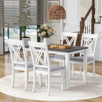 Anybear 5pc Dining Table Set with 4 X-Back Chairs