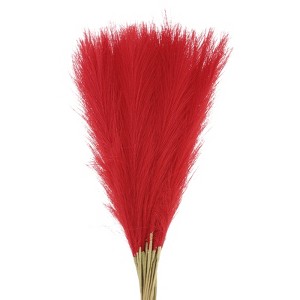 Unique Bargains Party Wall Vase Wedding Decor Tall Fluffy Faux Pampas Grass Red 35 Pcs - 1 of 4