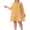Agnes Orinda Women's Plus Size V Neck Drawstring 3/4 Sleeve Summer Flowy A Line Midi Babydoll Dresses - 2 of 4