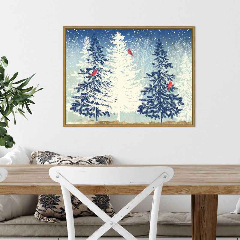 24&#34; x 18&#34; Snow Christmas Trees by PI Studio Framed Canvas Wall Art - Amanti Art, 5 of 11