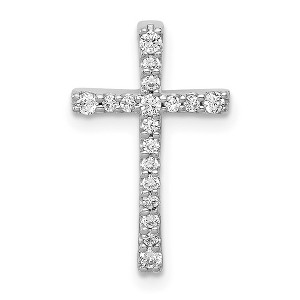 Black Bow Jewelry 14k White Gold 1/5 Ctw Diamond Latin Cross Slide Pendant, 11 x 18mm - 1 of 4