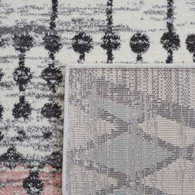 Gray and Pink Teepee Pattern Kids Runner Rug
