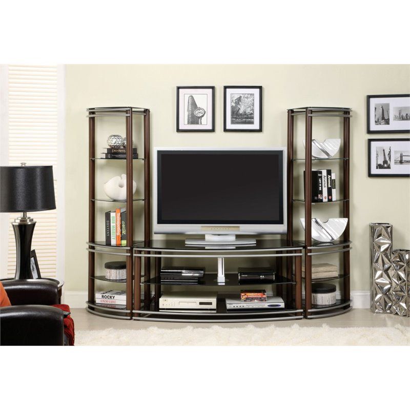 Abello Metal 52-inch TV Stand in Brown and Silver - Furniture of America, 2 of 4