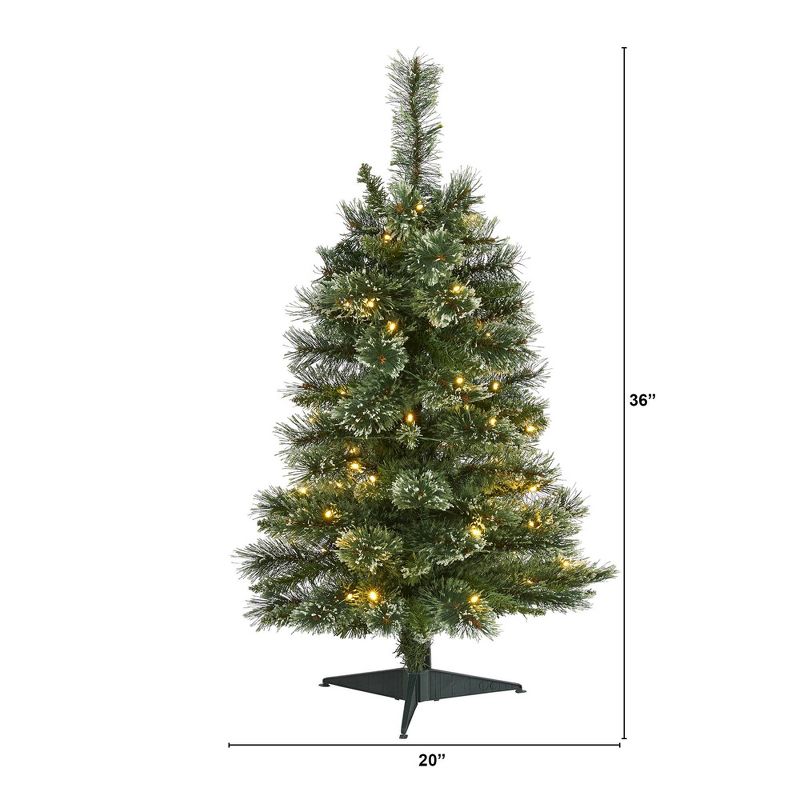 3ft Nearly Natural Pre-Lit LED Wisconsin Snow Tip Pine Artificial Christmas Tree Clear Lights, 3 of 10