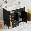 FAMYYT 36 in. Single Sink Freestanding Black Bath Vanity with White Resin Top, Adjustable Shelf, Solid Wood Frame - 2 of 4