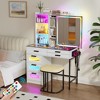 Fredees Vanity Desk with Mirror and LED RGB Lights - 3 of 4