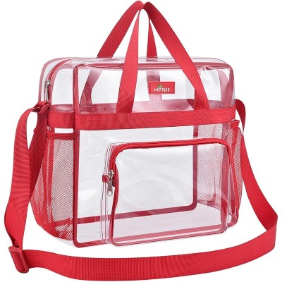 Transparent multifunctional handbag,crossbody bag with large capacity,portable travel bag,front compartment,double-sided mesh pockets