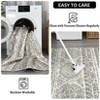 Machine Washable Vintage Area Rug, Non Slip Low Pile Carpet, Geometric Mat for Office, Dining Room, Indoor, Living Room, Bedroom, Grey 9*12ft - 3 of 4
