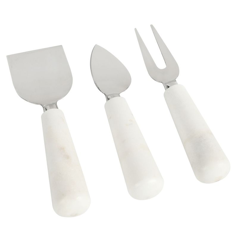 Laurie Gates California Designs Marble and Stainless Steel 3 Piece Cheese Knife Set in White, 2 of 8