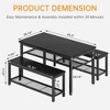 Hooseng 3-Piece Kitchen Table Chairs Set, Dining Table Set for 4, Rectangle Dining Room Table Set with Two Benches, Metal Frame for Small Spaces - 4 of 4