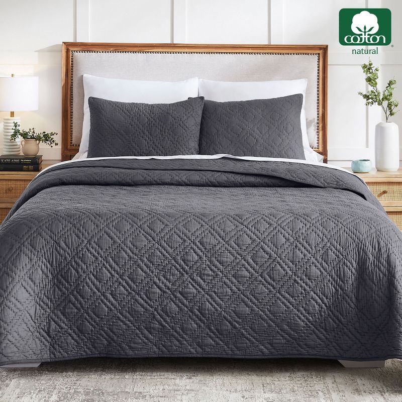 Soft 100% Cotton Hand-Quilted | Pure Cotton Fabric & Fill | Pre-Softened Diamond Pattern by California Design Den, 4 of 11