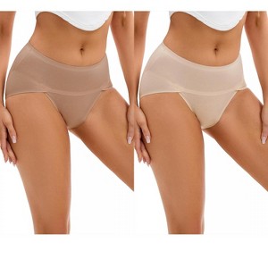 INSPIRE CHIC 2 Pcs Women's High Cut Ladies Panties Full-Coverage Cotton Briefs Available in Plus Size - 1 of 4