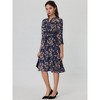 Hobemty Women's V-Neck 3/4 Sleeve Tie Waist Button-Down Floral Chiffon Dress - 3 of 4