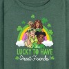 Women's - Barbie - Lucky To Have Great Friends Lightweight French Terry Wide Neck Long Sleeve Shirt - 2 of 4
